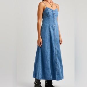 Free People Blue Denim Maxi Dress